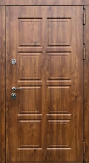 Стальная уличная дверь с терморазрывом и отделкой из панелей МДФ с фрезеровкой