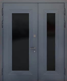 Остекленная металлическая дверь с терморазрывом (серые плиты МДФ RAL)