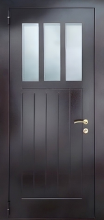 Входная термодверь со стеклом и рисунком на металле